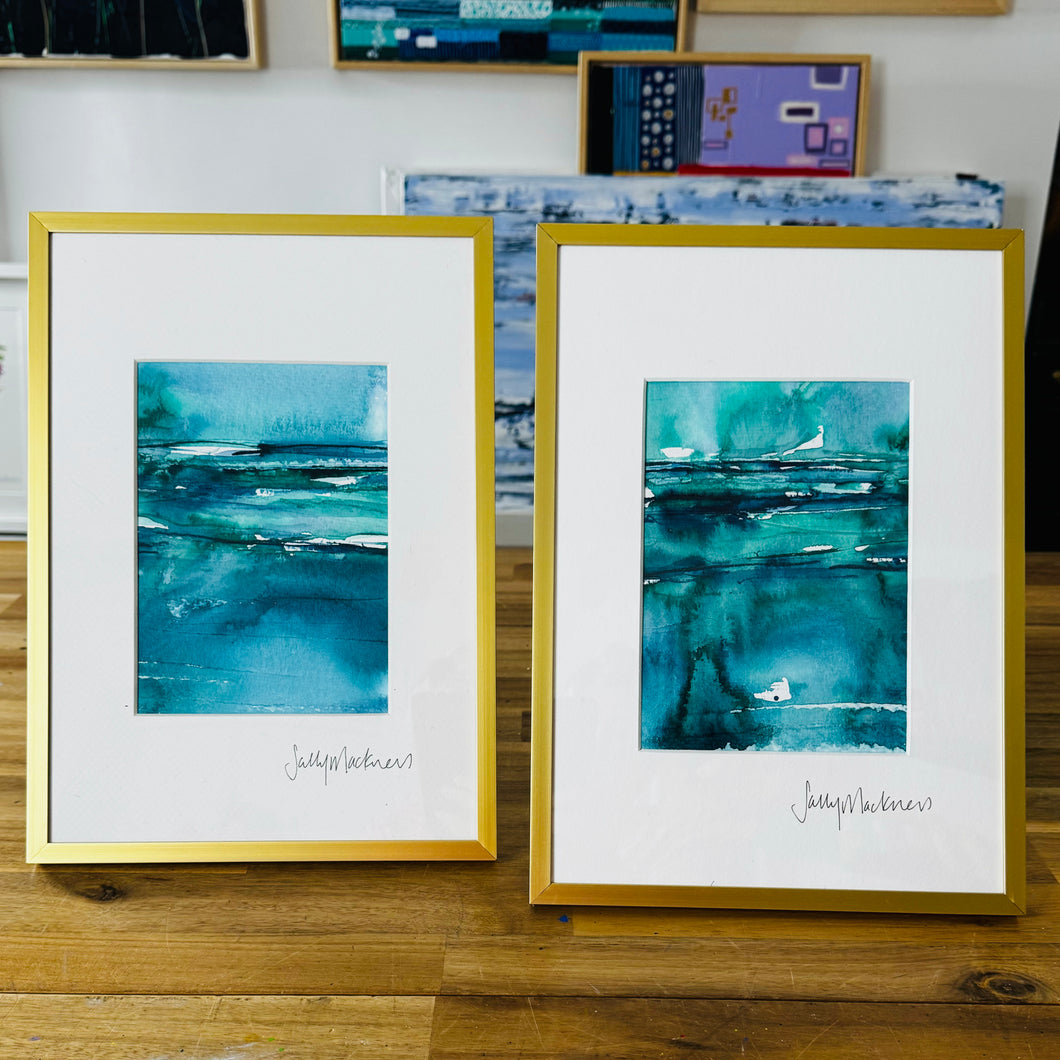 Emerald Seas - 2 framed paintings